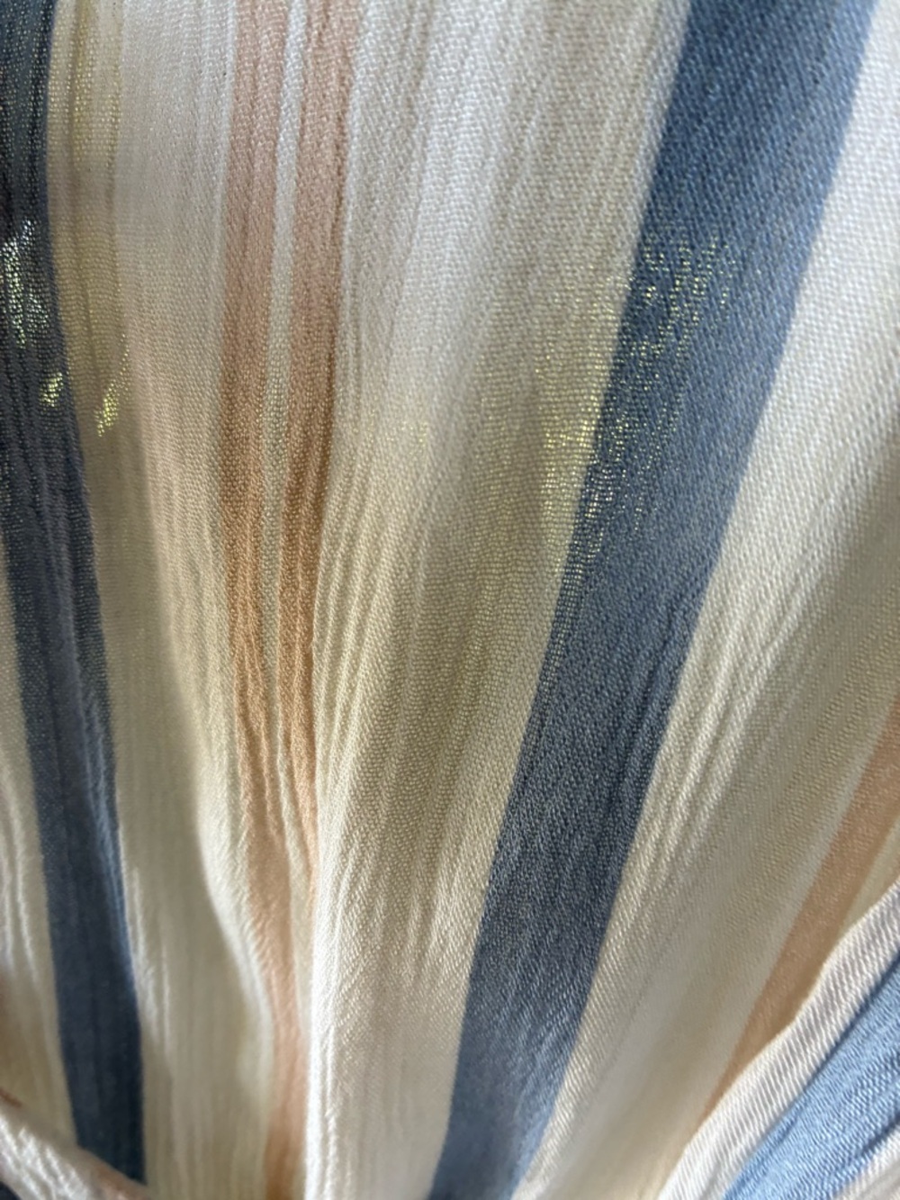 Rue21 Blue, Cream & Tan Striped Jumpsuit